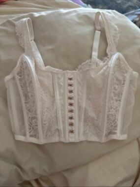 Victoria's Secret White Lace Longline Bustier Bra Dream Angel’s Collection